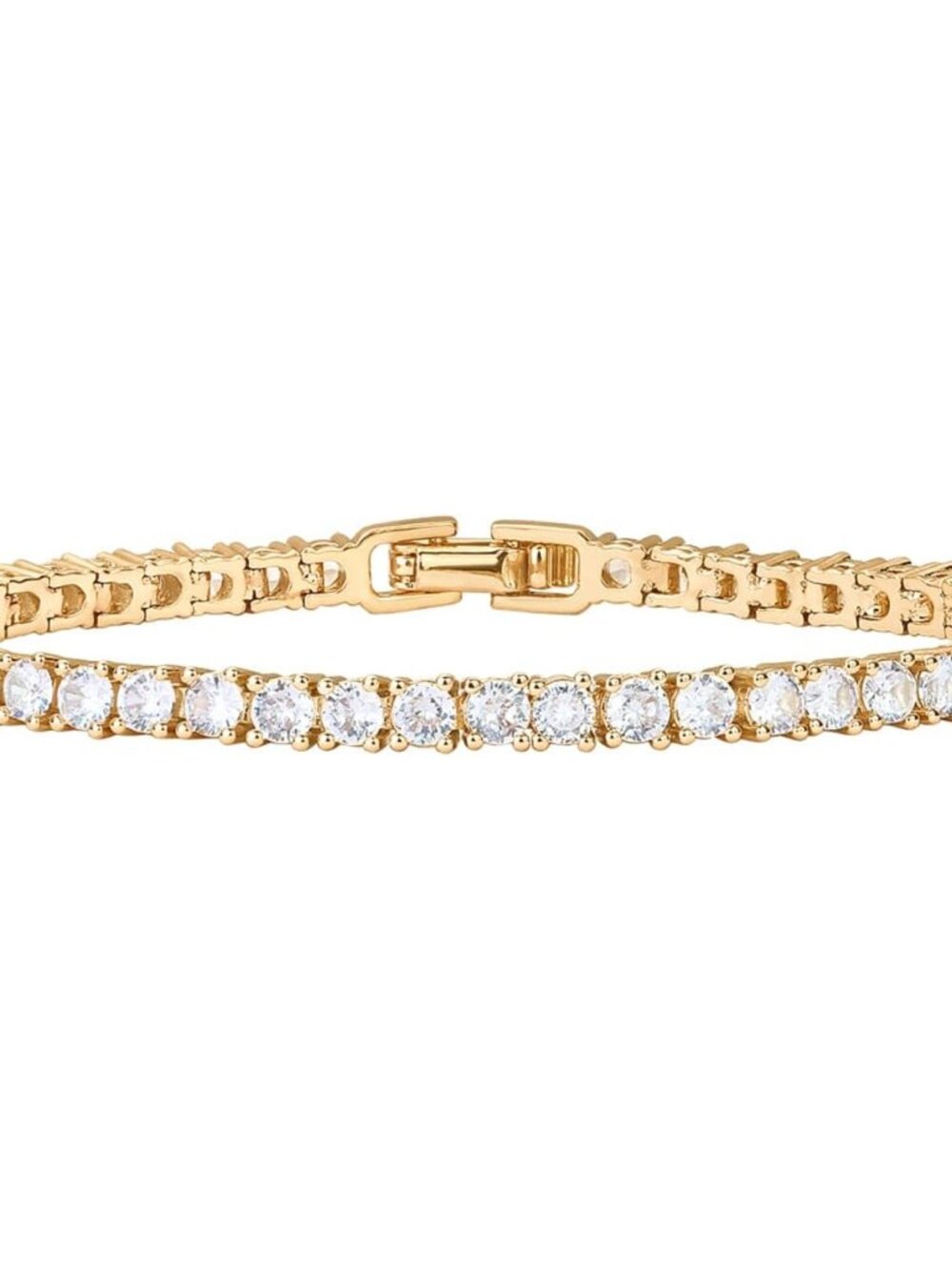 14K Gold Plated 3mm Cubic Zirconia Classic Tennis Bracelet | Gold Bracelets for